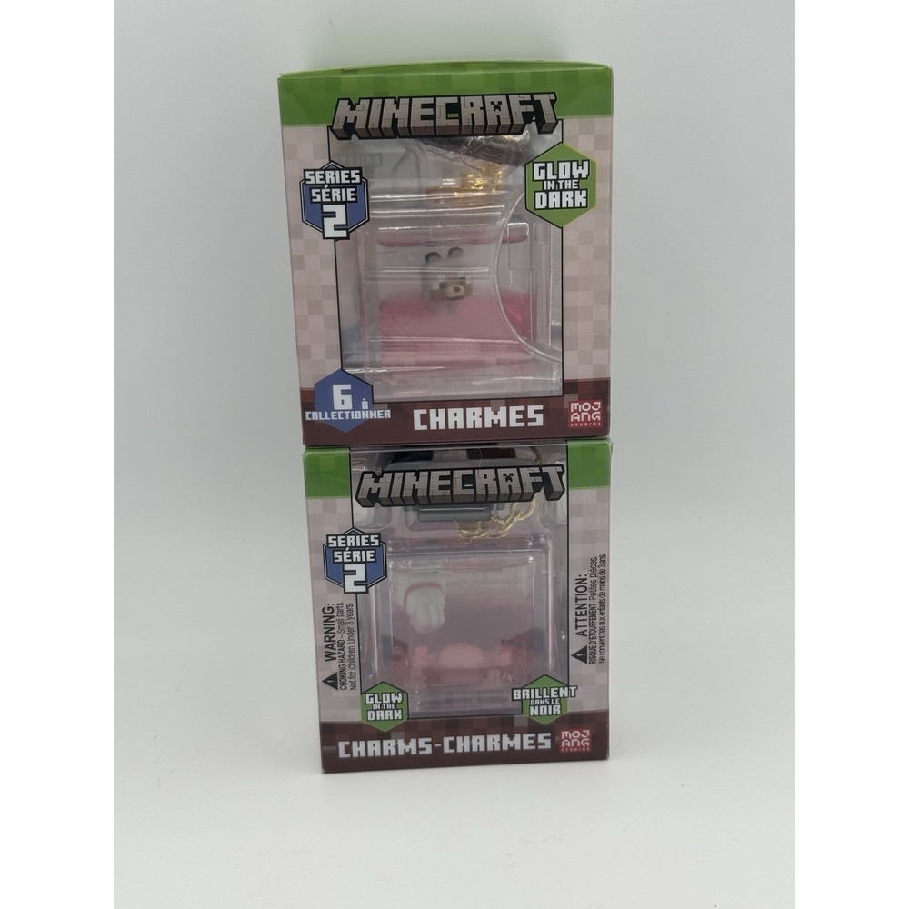 New Minecraft Series 2 Charms Wolves/Dogs 2.5-Inch Backpack Hanger Lot Of 2